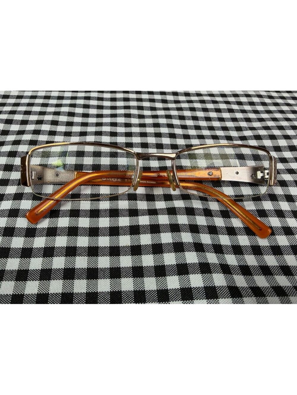 Vogue VO 3619 740 Rectangle Eyeglasses Frames Brown Floral Metal 52-18-135